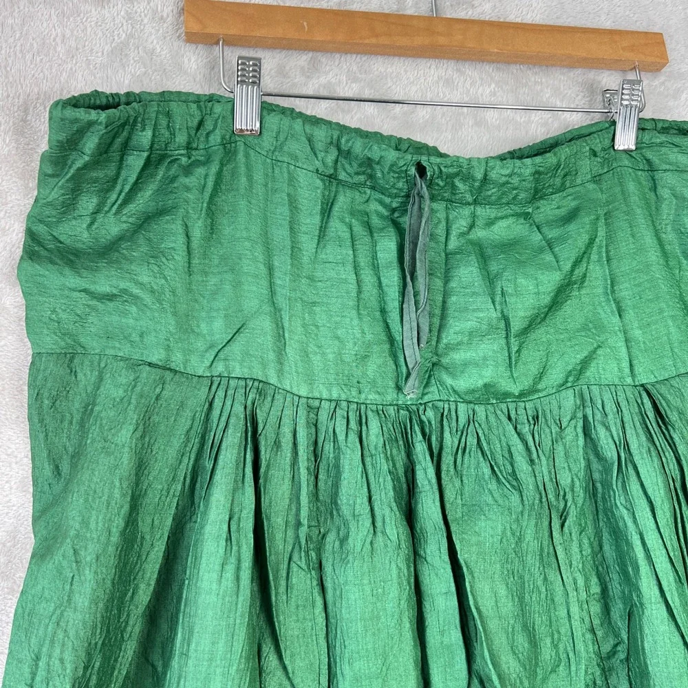 Vintage Textured Harem MC Hammer Pants Green Boho Baggy Trousers one size
